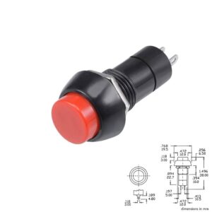 INTERRUPTOR REDONDO OFF-ON Ø19.5mm 1Co 1A/125V CHASIS ROJO