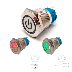 INTERRUPTOR ANTIVANDÁLICO Ø22mm OFF-ON 220V LED ROJO/VERDE