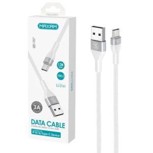 CABLE USB-C a USB-A 3A TRENZADO ALUMINIO BLANCO 1.2m
