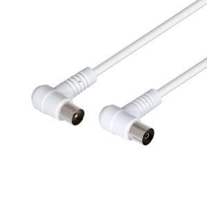 CABLE ANTENA TV MACHO - HEMBRA 90º 1.5m BLANCO