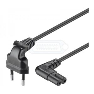 CABLE RED EUROPLUG - IEC C7 (OCHO) ACODADO NEGRO 2m