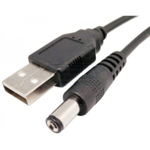 CABLE USB-A MACHO a JACK DC MACHO Ø2.1 x Ø5.5mm NEGRO 1m