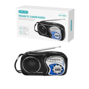 RADIO PORTÁTIL 3 BANDAS FM/AM/TV MAXAM NEGRO