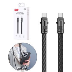 CABLE 2en1 USB-C a USB-C 60W CORDÓN CUELLO ZINC NEGRO 1.2m