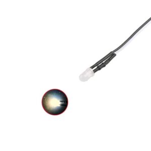 DIODO LED Ø3mm DC 12V BLANCO CÁLIDO ALTO BRILLO CABLE 0.20m