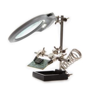 SOPORTE SOLDADOR CON LUPA, LED + PINZAS