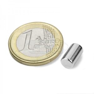 IMÁN DE NEODIMIO CILINDRO NIQUELADO Ø6mm ALTO 10mm 1.4Kg N40