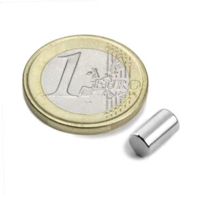 IMÁN DE NEODIMIO CILINDRO NIQUELADO Ø5mm ALTO 8.47mm 1.1kg N45