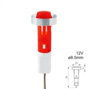 PILOTO LED 12V Ø8.5mm SERIE D-205 ROJO CON CABLE