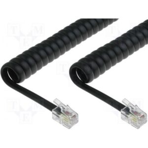 CABLE AURICULAR RIZADO RJ-9 4P4C M/M 1.8MTS .NEGRO