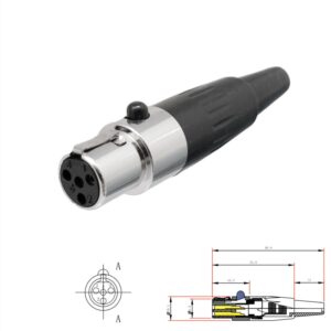 CONECTOR MINI XLR 4P HEMBRA AÉREO RECTO