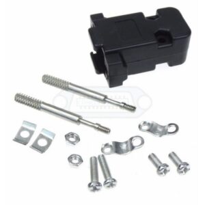 CARCASA SUB-D 9P PLÁSTICO RECTO NEGRO TORNILLOS LARGOS