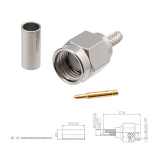 CONECTOR SMA MACHO AÉREO RECTO CRIMPAR RG174
