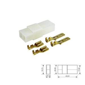 CAJA CONEXIÓN FASTON 2C MACHO - HEMBRA + TERMINALES 6.3MM