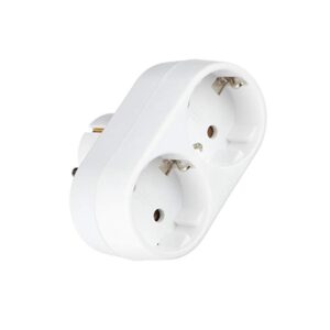 ADAPTADOR ELÉCTRICO 2 SALIDAS SCHUKO CON PROTECTOR NIÑOS