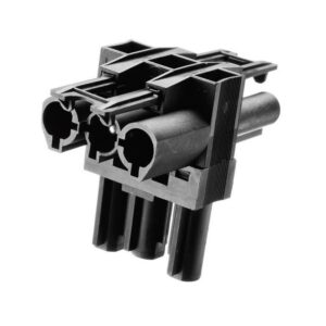 BLOQUE DIVISOR 3 POLOS AC166 1 MACHO - 2 HEMBRAS 20A NEGRO