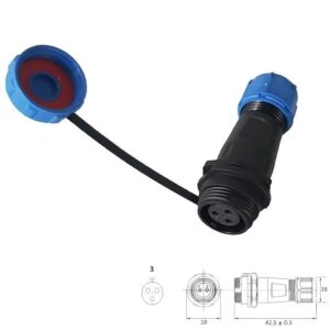 CONECTOR IP68 WATERPROOF 3 VÍAS HEMBRA AÉREO