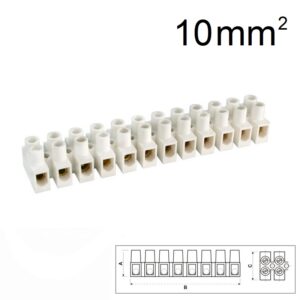 REGLETA CONEXIÓN TORNILLO 12 POLOS 10mm² PA6 BLANCO