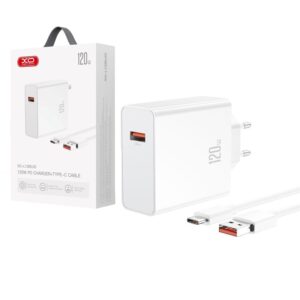 CARGADOR PARED USB 120W QC3.0 XO L128 + CABLE USB-C BLANCO