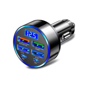 CARGADOR USB COCHE 6P (4x USB-A + 2x PD USB-C) DC 5V 3.1A NEGRO
