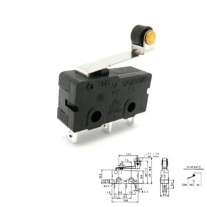 MICRO INTERRUPTOR 1NA+1NC 3A/250VAC PALANCA ROLDANA