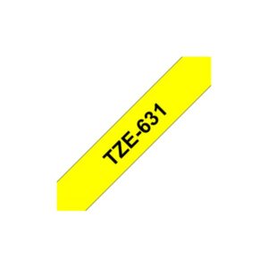 CINTA LAMINADA BROTHER 12mm NEGRO/AMARILLO 8m