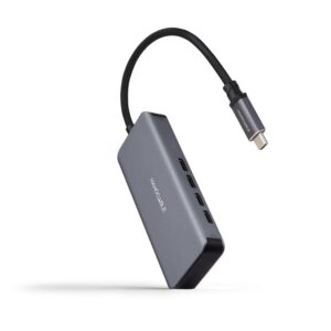 HUB USB-C 3.2 a 4 PUERTOS USB-C ALUMINIO GRIS CABLE 0.10m