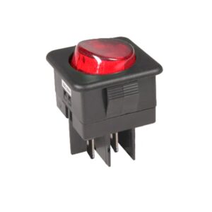 INTERRUPTOR BALANCÍN LUMINOSO ROJO ON-OFF (2Co) CUADRADO NEGRO