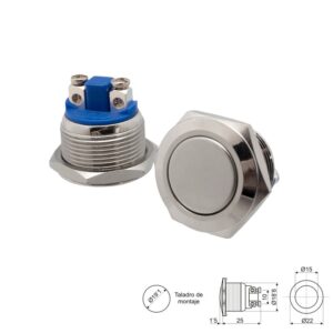PULSADOR ANTIVANDÁLICO Ø19mm OFF-(ON) SPST REDONDO
