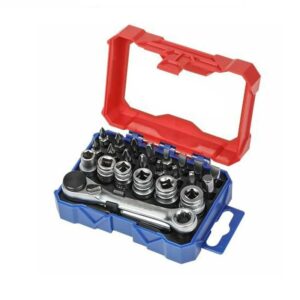 JUEGO MINI CARRACA CON 24 PIEZAS (PUNTAS + VASO 1/4") ESTUCHE