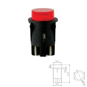 INTERRUPTOR LUMINOSO 230V Ø25mm D-905 ROJO FASTON