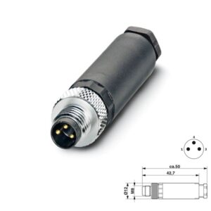 CONECTOR SACC 3P M8 MACHO AÉREO RECTO (SACC-M-8MS-3)