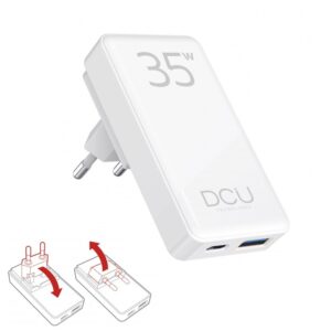 CARGADOR PARED USB DOBLE (A+C) PD 35W QC 3.0 GaN DCU PLEGABLE
