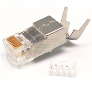 CONECTOR RJ45 CAT7 METÁLICO FTP CON GUIA + ABRAZADERA