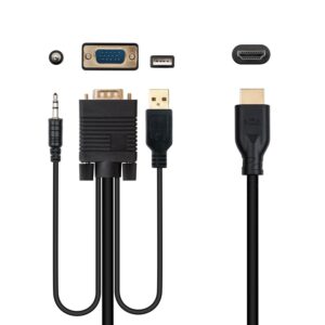 CABLE CONVERSOR VGA /M + AUDIO + USB (POWER) A HDMI /M 1080P NEGRO 1.8m