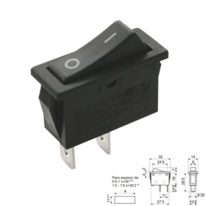INTERRUPTOR BALANCÍN ON-OFF (1Co) 16A/250V NEGRO