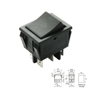 INTERRUPTOR BALANCÍN ON-OFF (2Co) 16A/250V CONMUTADO NEGRO