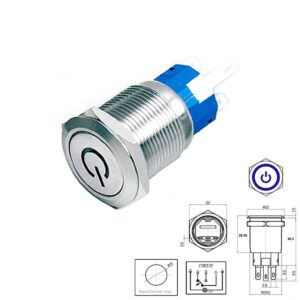 PULSADOR ANTIVANDÁLICO Ø19mm OFF-ON 24V LED AZUL