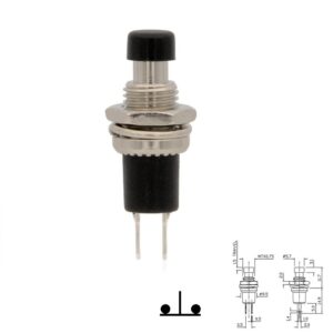 PULSADOR MINI ON-OFF CERRADO (NC) 0.5A/250VAC M7 NEGRO