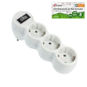 DISTRIBUIDOR DE RED SCHUKO CON INTERRUPTOR 1E:3S