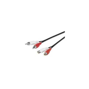 CABLE DE AUDIO 2 RCA MACHO A 2 RCA HEMBRA 1.5 METROS