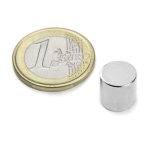 IMÁN DE NEODIMIO DISCO NIQUELADO Ø10mm ALTO 10mm 3.9kg N45
