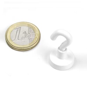 IMÁN DE NEODIMIO GANCHO BLANCO M4 Ø16.3mm 6Kg N38