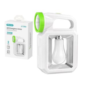 LÁMPARA LED DE EMERGENCIA 2 MODOS A PILAS BLANCO 300m