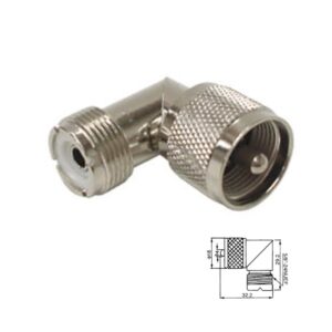 ADAPTADOR PL-259 (UHF) MACHO - HEMBRA AÉREO ACODADO