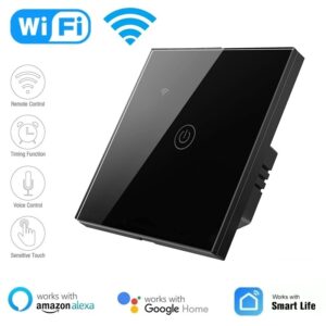 INTERRUPTOR TACTIL WIFI 1 ENTRADA NEGRO GOOGLE & ALEXA
