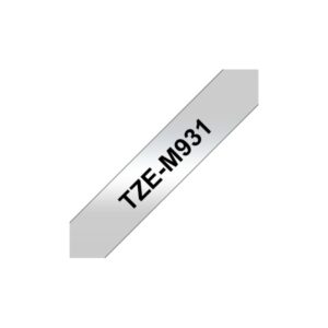 CINTA LAMINADA METALICA BROTHER 12mm NEGRO/PLATEADO 8m