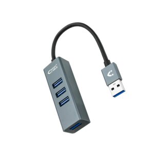 HUB USB-A 3.0 a 4 PUERTOS USB 3.0 ALUMINIO GRIS CABLE 0.10m