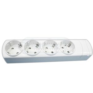 REGLETA ELÉCTRICA 4 SALIDAS SCHUKO, BLANCO, SIN CABLE