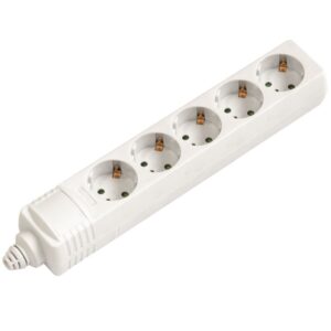 REGLETA ELÉCTRICA 5 SALIDAS SCHUKO, BLANCO, SIN CABLE